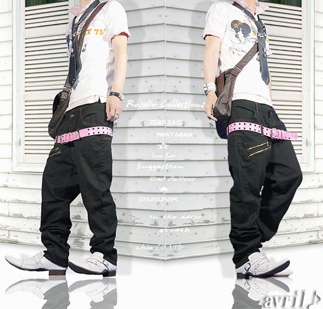 サルエルパンツ Wウエスト メンズ ブラック 黒 サルエル ボトムス