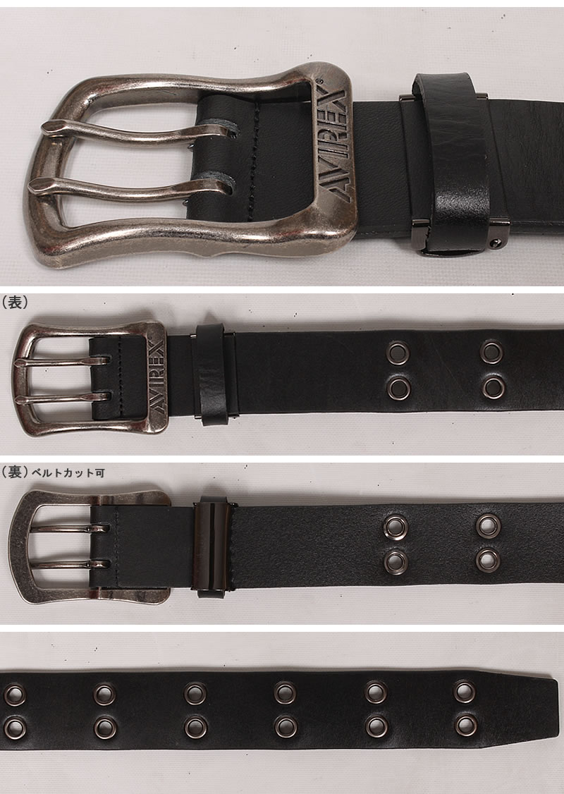 AVIREX（アヴィレックス） アビレックス ダブルピン レザーベルト 牛革