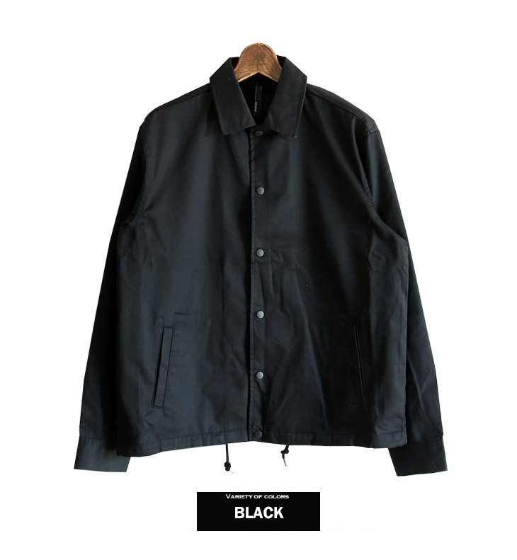 コーチジャケット メンズ T/C ツイル 無地 ジャケット ブラック 黒