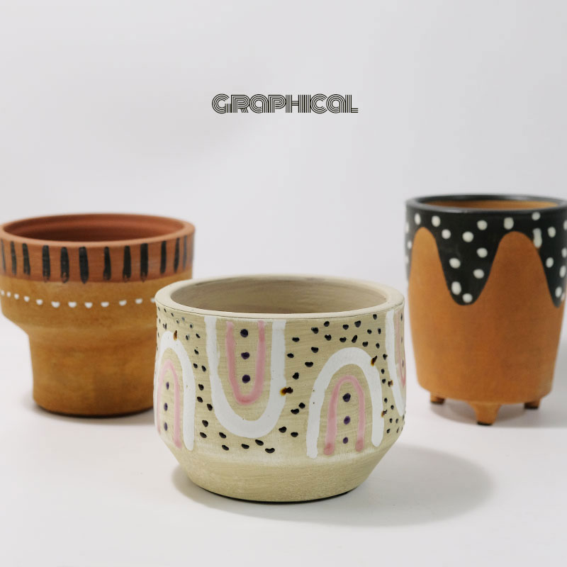 おしゃれ 鉢カバー グラフィカルシリーズ 植木鉢 セラミック 鉢