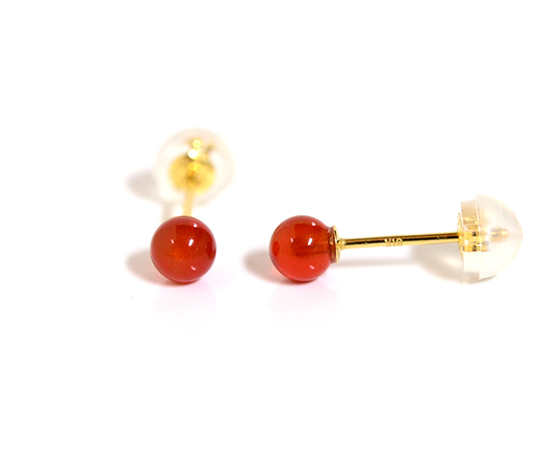 カーネリアンスタッドピアスK18イエローゴールド : CASHO - 通販
