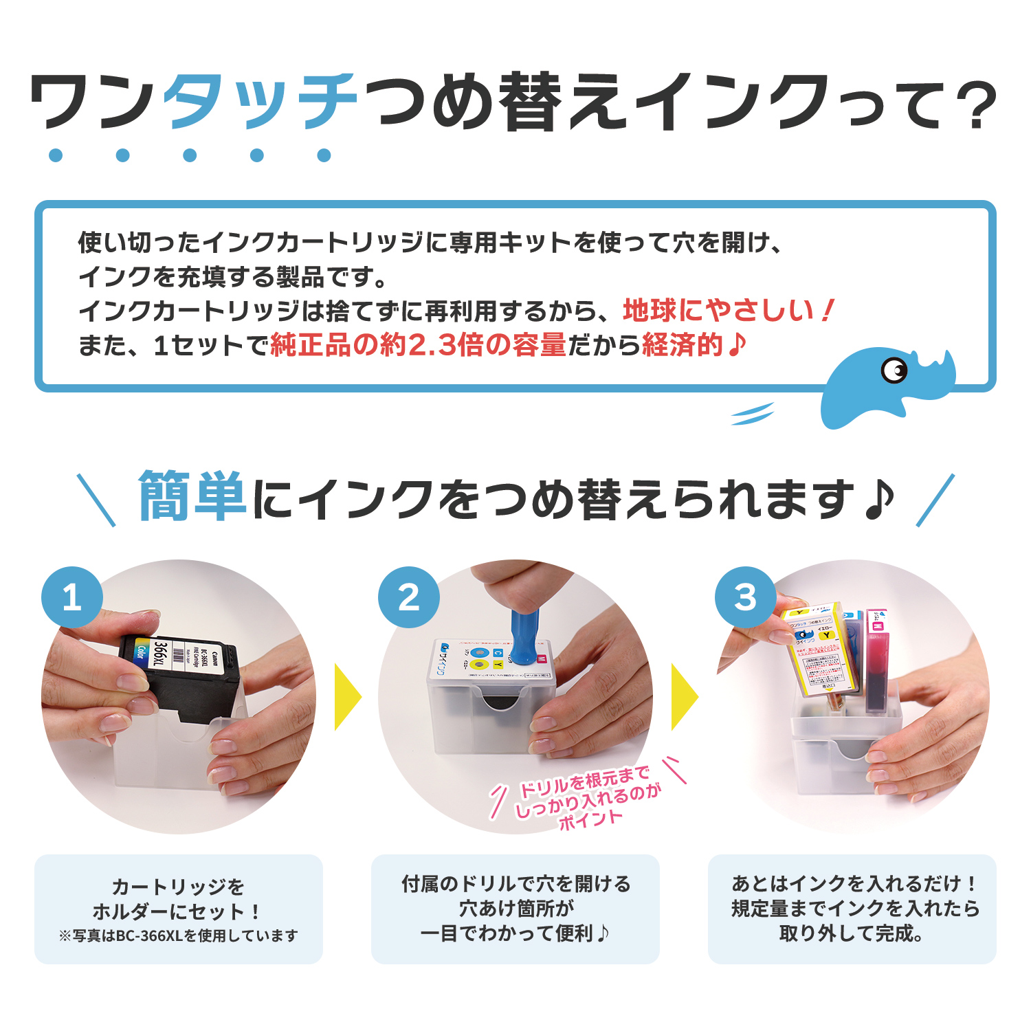 インクのチップス キャノンインク 360 361 BC-360/BC-360XL BC-361/BC