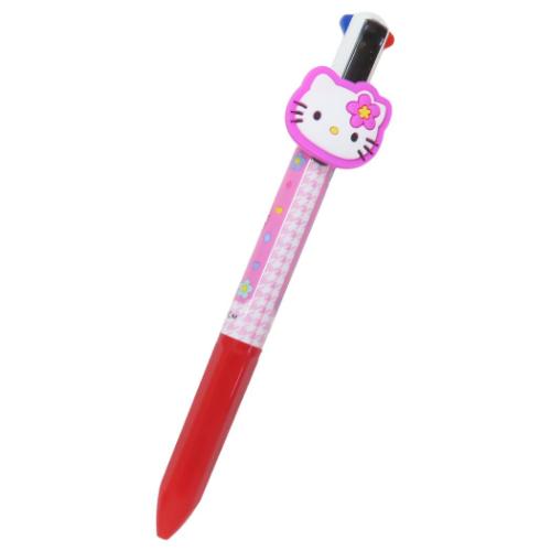 ハローキティ ボールペン マスコット付き4色ボールペン カオハナキティ