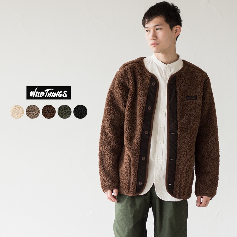 ワイルドシングス フラッフィー ボア ノーカラー ジャケット WT21125N
