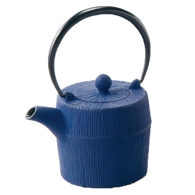 岩鋳（IWACHU） 朝日 鉄急須 カラー 450ml 茶こし付き 藍花 南部鉄器