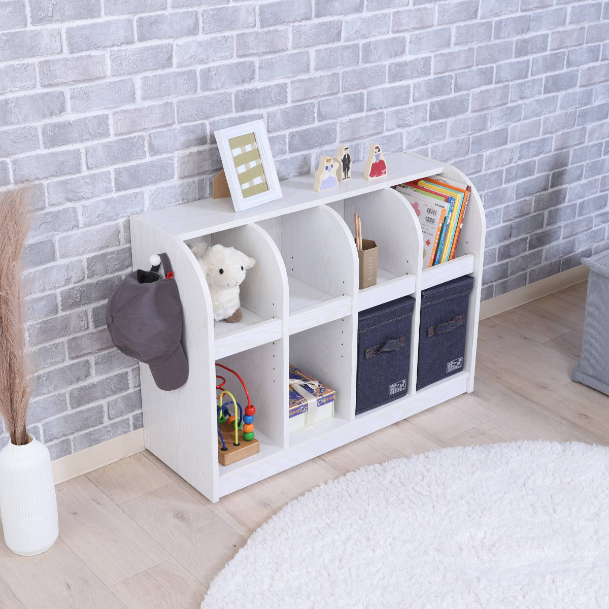 不二貿易（Fuji Boeki） 絵本棚 おもちゃ収納 2段収納 幅86.5cm キッズ
