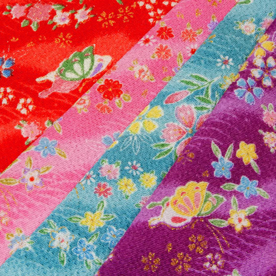 生地 ちりめん 金彩 はぎれ 和柄 カットちりめん 35cm×33cm 縮緬生地