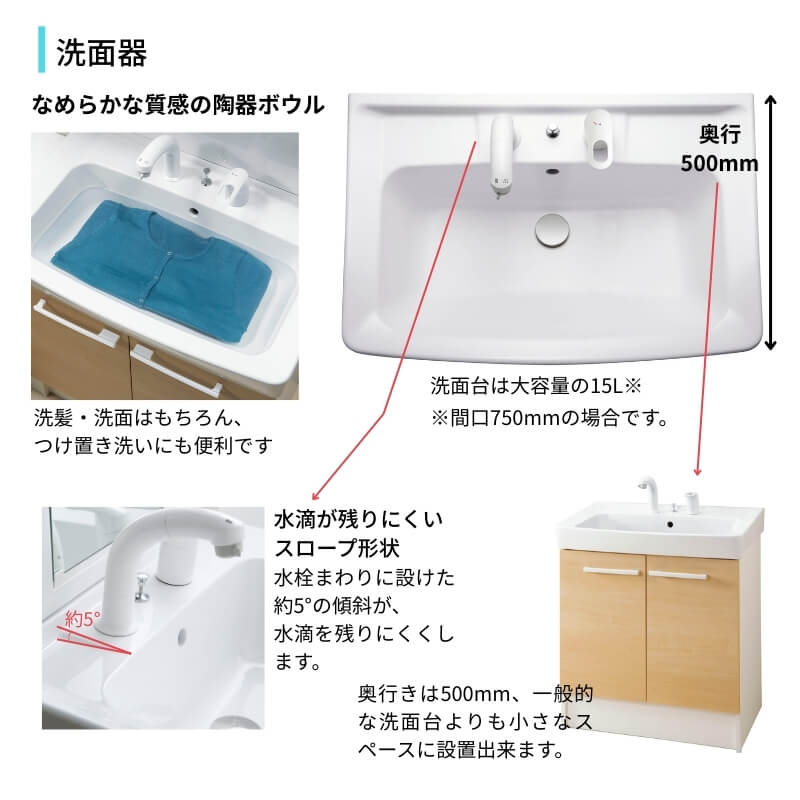 オフト（LIXIL） 洗面台 オフト 化粧台本体 引出タイプ シングルレバー