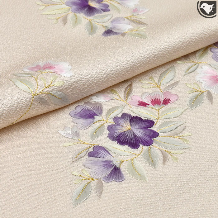 天然染色 日本刺繍 宮城美穂子 作 正倉院 宝相華文様 丹後地 九寸