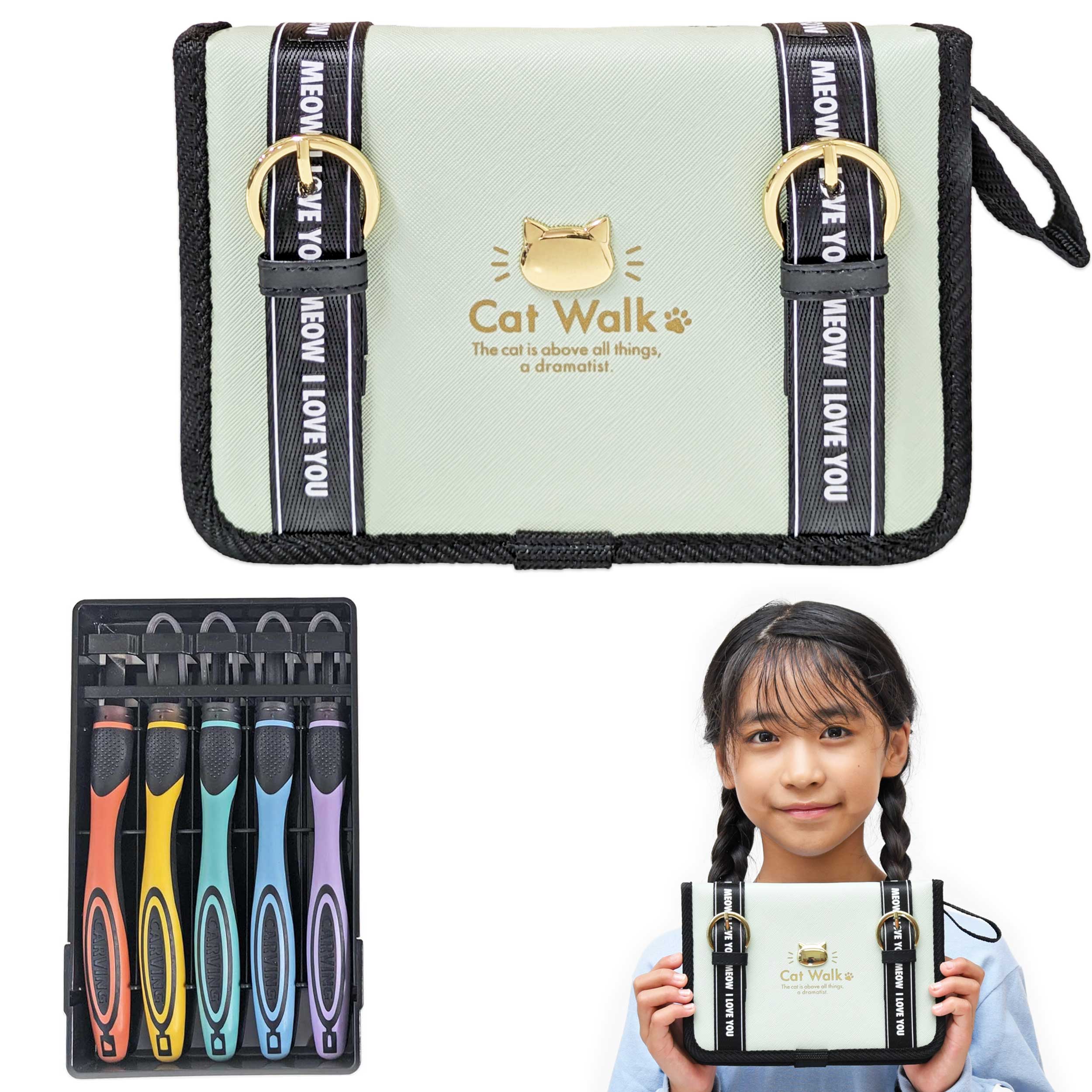 彫刻刀セット キャットウォーク 2WAY GRIP彫刻刀 安全ガード付き 義春