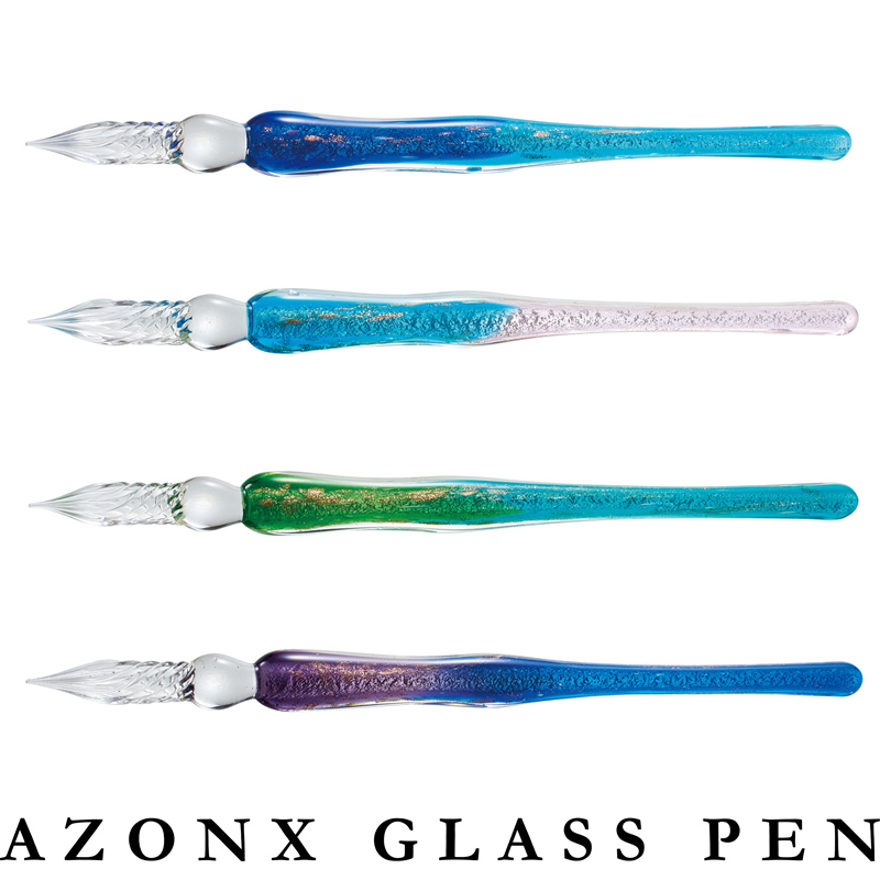 AZONX｜アゾン ガラスペン ラメ ブルー/ライトブルー/グリーン
