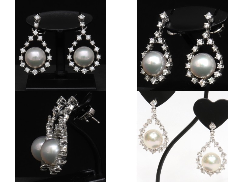 MIKIMOTO（ミキモト） （美品）ミキモト パール ダイヤ ピアス (約 9mm