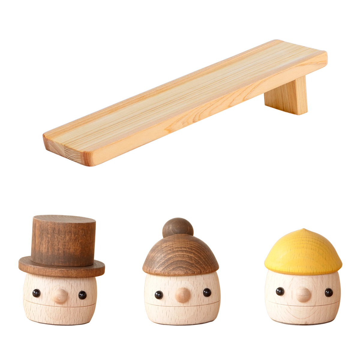 木のおもちゃ 日本製 こまむぐ Nセット(どんぐりの坂 ぱぱ まま