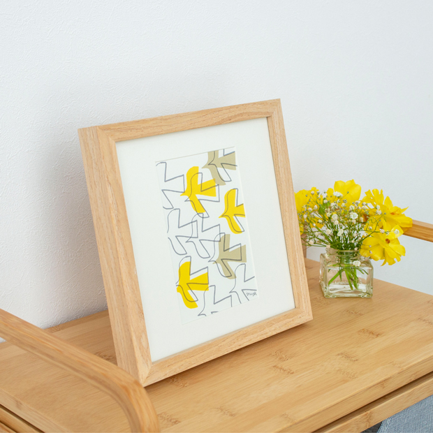 2/11はポイント10倍／ ポスター フレーム付き 飛び立つ鳥 22.5×22.5cm