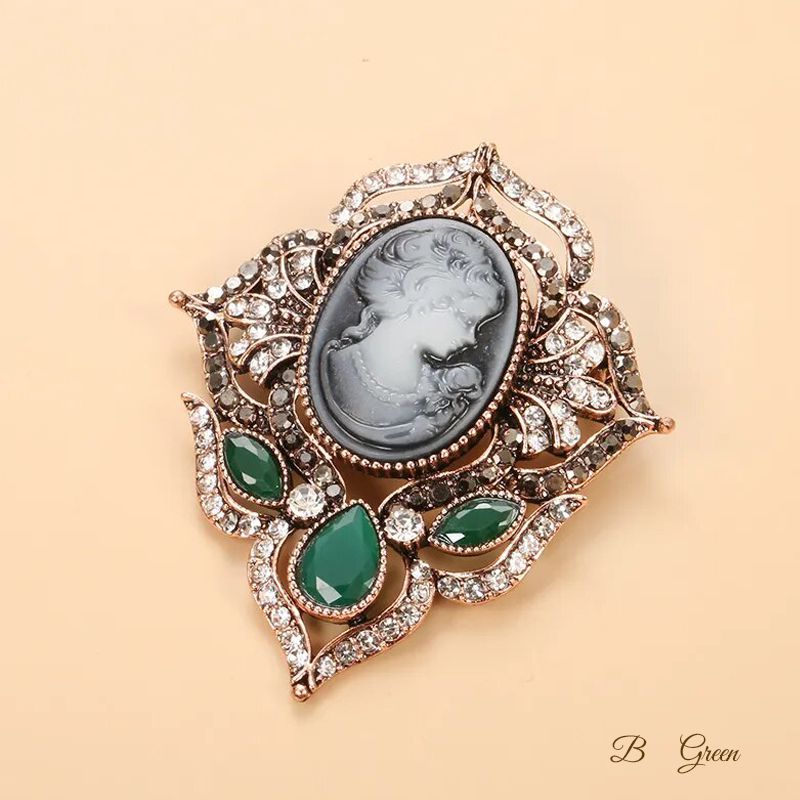 カメオ ブローチ エレガント アンティーク調 ゴールド ブラック