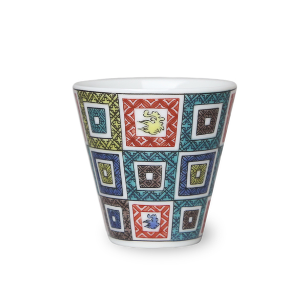 骨董 九谷焼 お猪口 青絵 色絵 九谷焼 ぐい呑 お猪口 縁起ちょこ