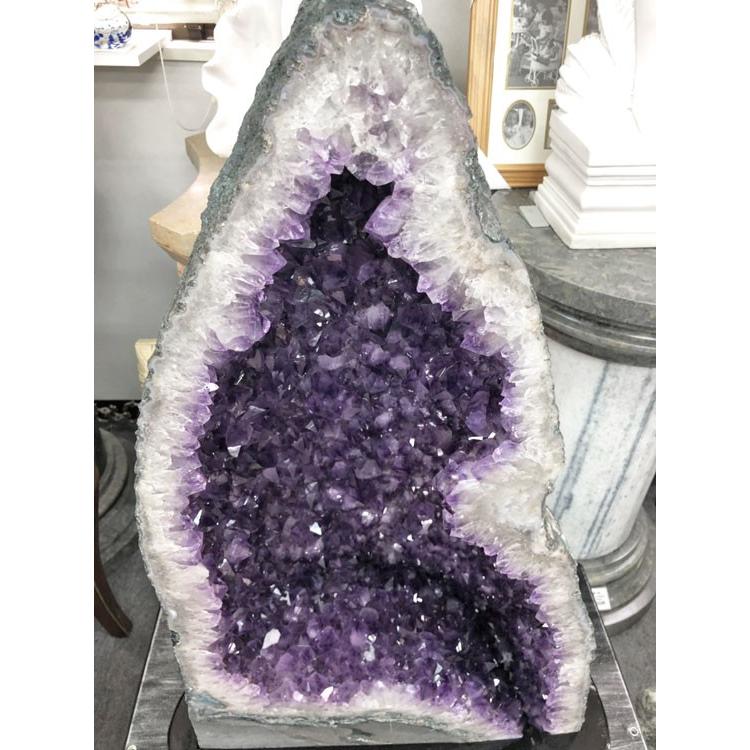 天然石 紫水晶 特大 アメジスト ドーム 原石 H81cm 送料無料 台座付き