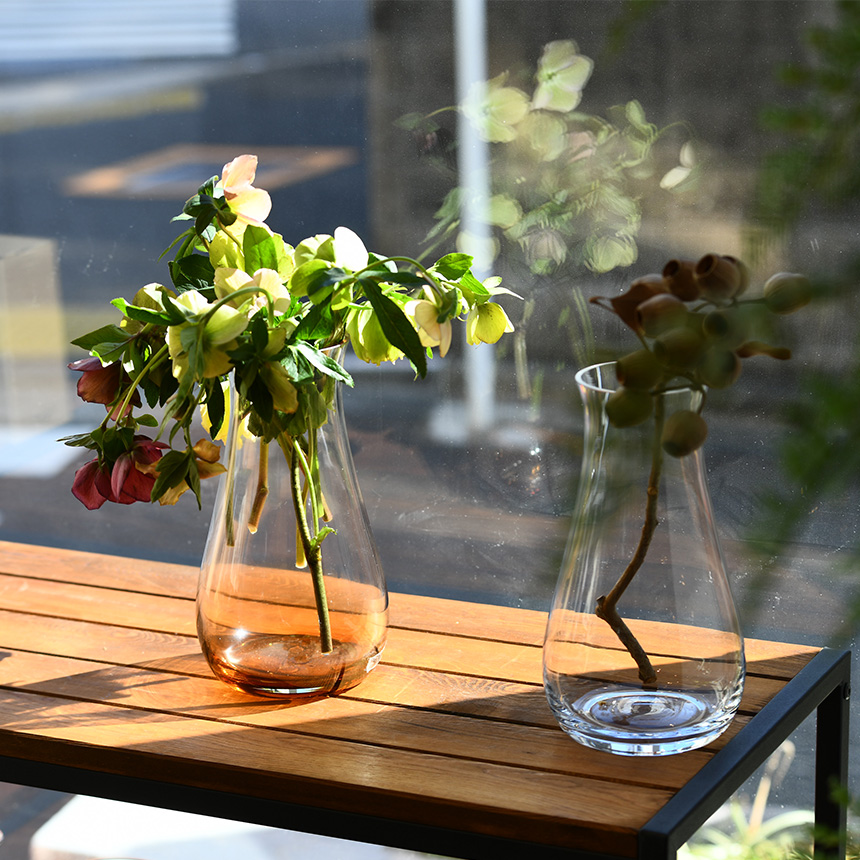 透明ガラス フレア型花瓶 花模様 透明ガラス フレア型花瓶 花模様 透明