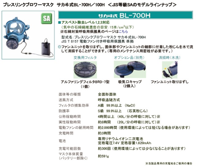 電動ファン付呼吸用保護具興研（コウケン）「BL−700H」 : G