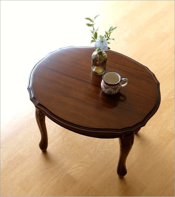 英国調アンティーク 木製 猫足 サイドテーブル ダークブラウン レトロ