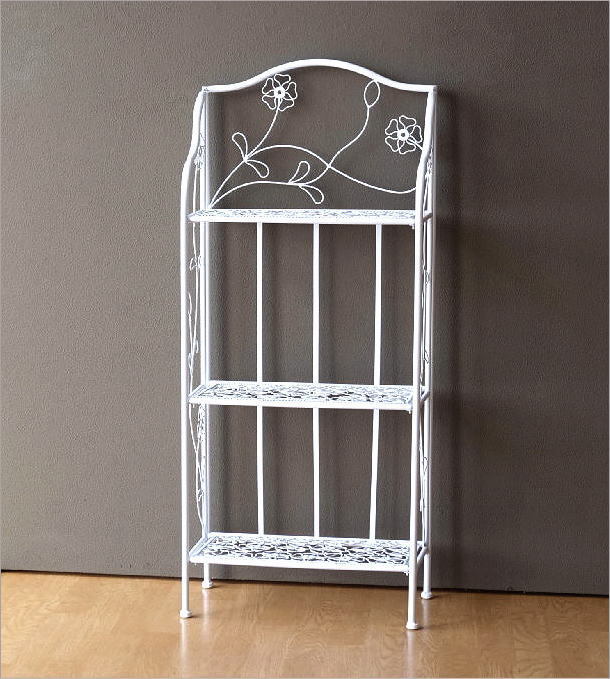 棚 シェルフ アイアン 3段 スリム 薄型 折りたたみ ホワイト 白
