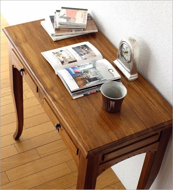 デスク 机 木製 パソコンデスク アンティーク 猫脚 スリム おしゃれ