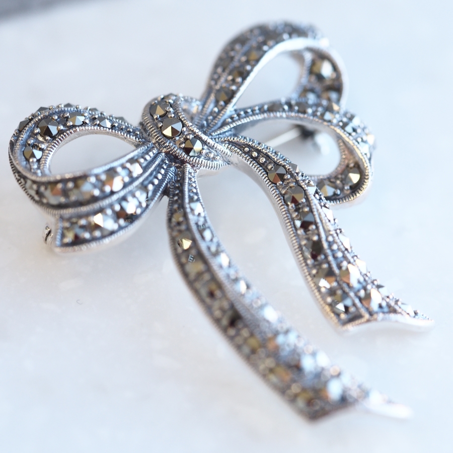 シルバー925 マーカサイト クロス デザイン ブローチ、ペンダント兼用