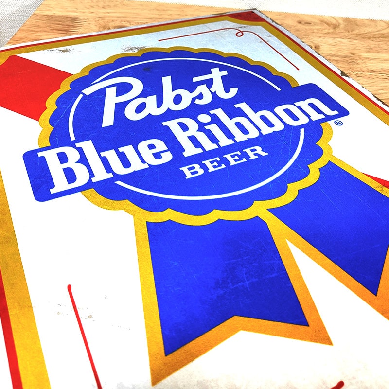 アメリカン レトロ ブリキ看板 パブストブルーリボン メタルサイン