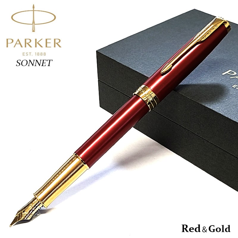 PARKER パーカー ゴールド 万年筆 彫刻デザイン 木箱付き PARKER