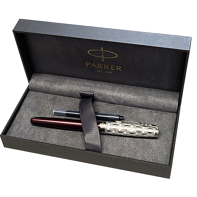 美品】パーカーParker 万年筆 ソネットメタル＆パールCT 18K (F
