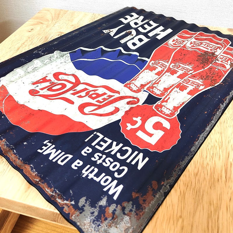 PEPSI（ペプシ） ブリキ看板 コーラ アンティーク メタルサイン レトロ