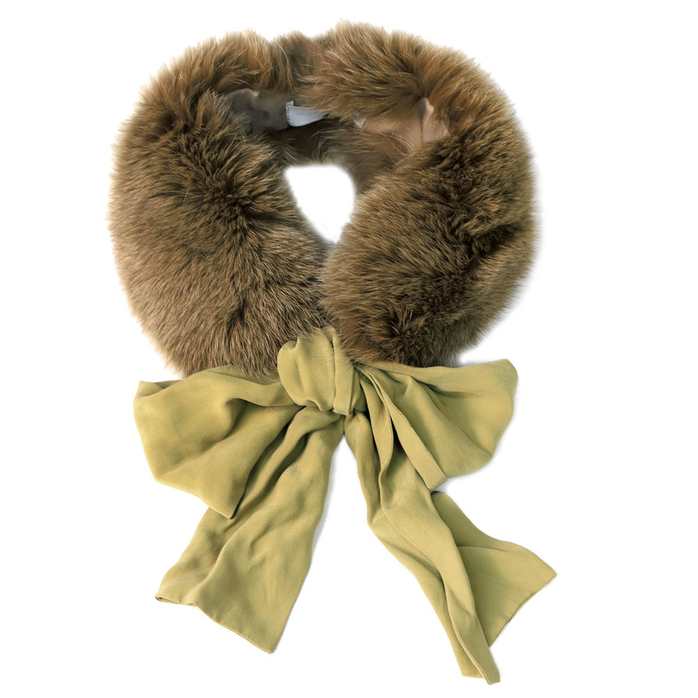 ブルーフォックス ファー マフラー シルク リボン付 レディース ギフト