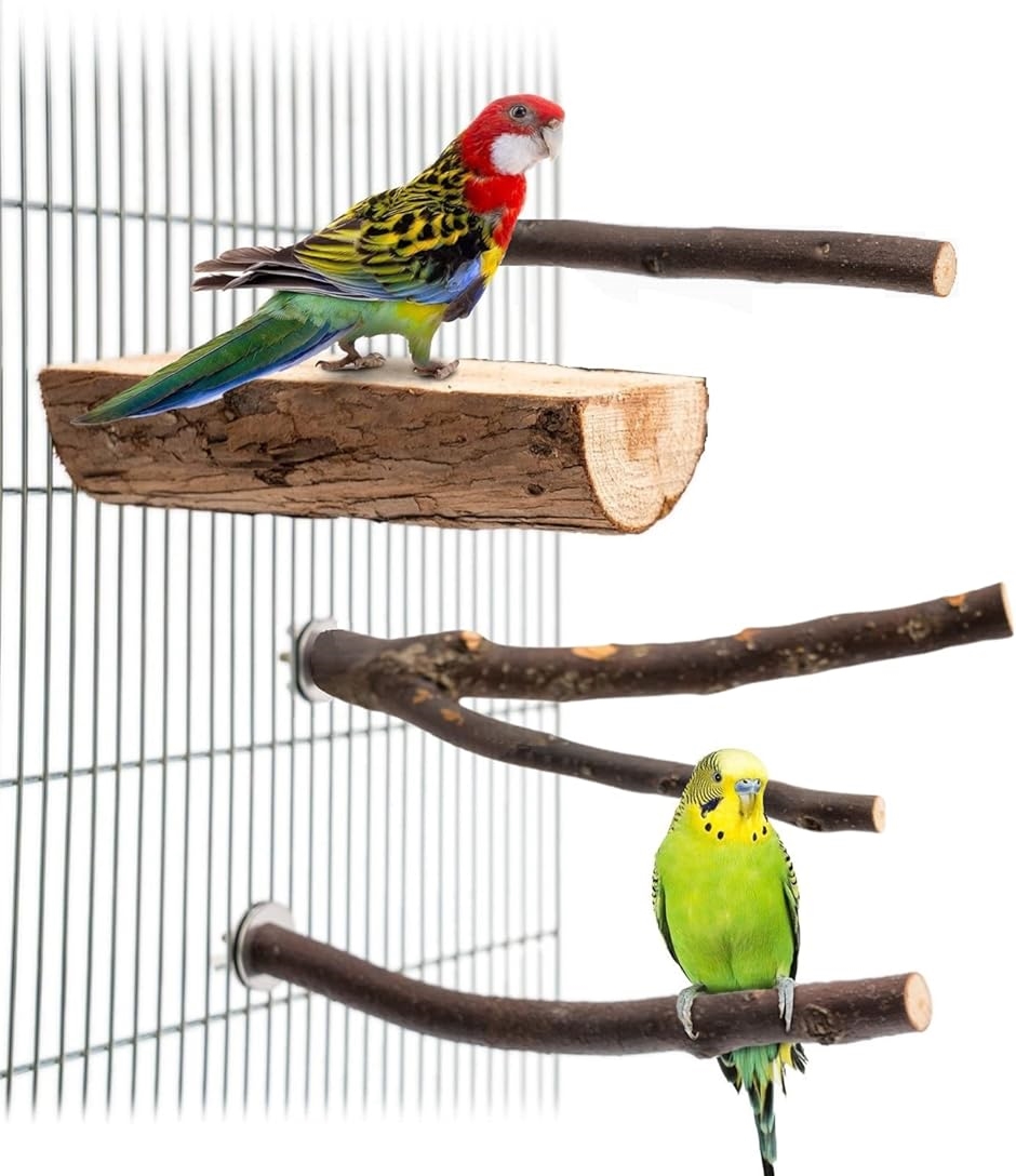 NSHACK 止まり木 ステンレス金具 天然木 インコ おもちゃ りんごの木