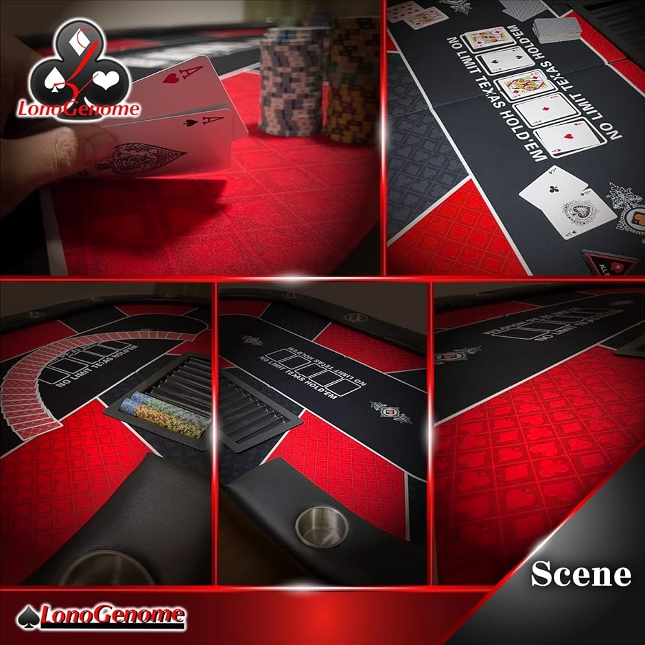 ポーカーテーブル 折りたたみ式 ドリンクホルダー チップラック付き