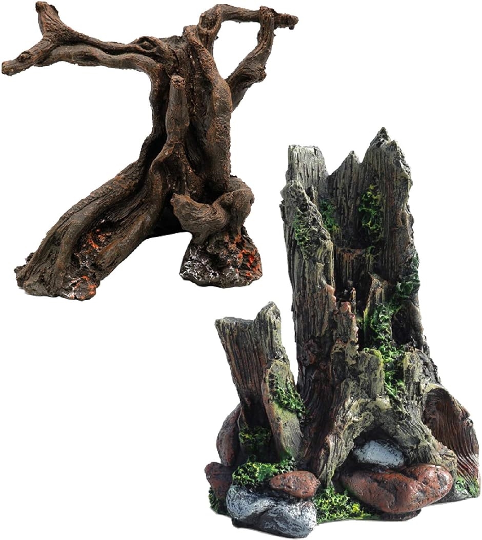 爬虫類アクアリウム 樹脂流木 ウェットシェルター テラリウム セット