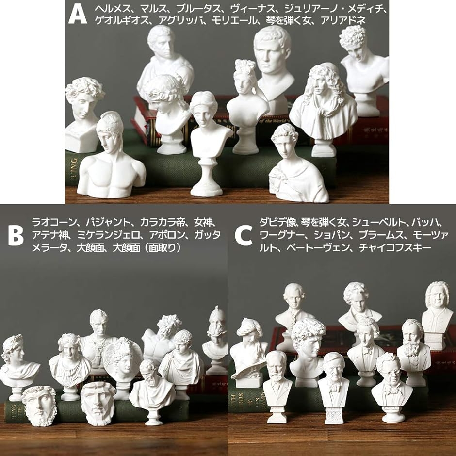 石膏像 ミニチュア フィギュア レプリカ 石膏像風 デッサン 樹脂製