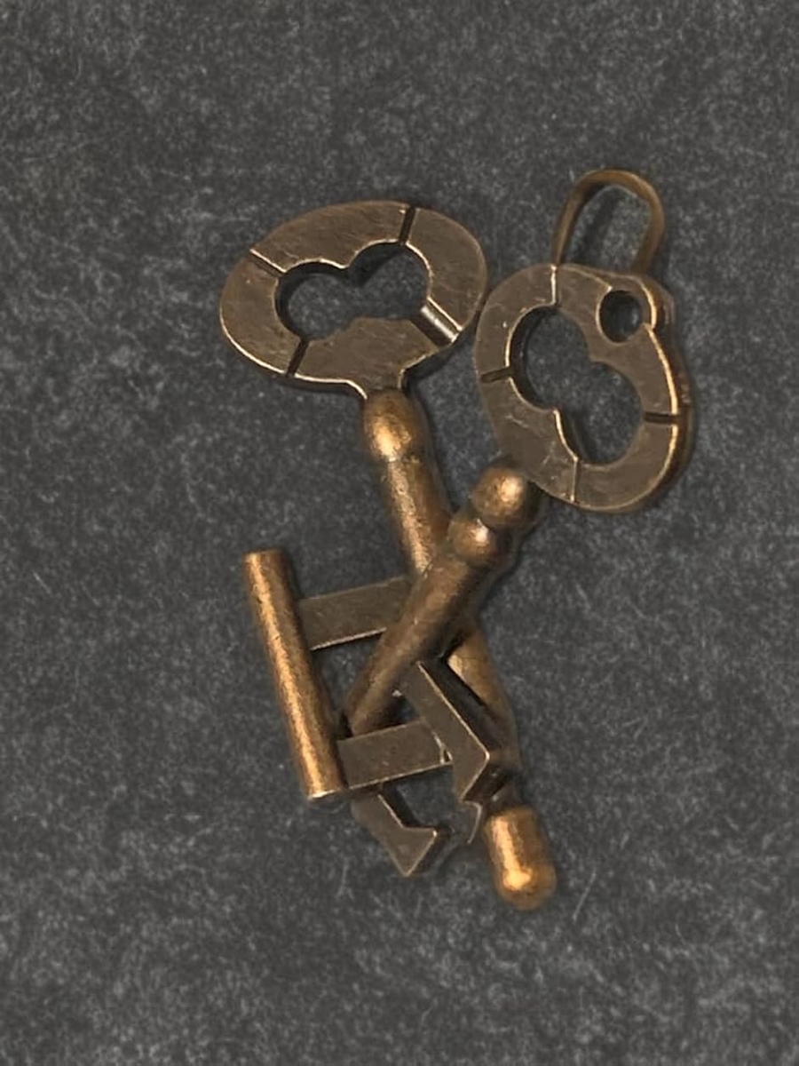 メタルパズル 6点セット、アンティーク調、南京錠・砂時計・錨型など