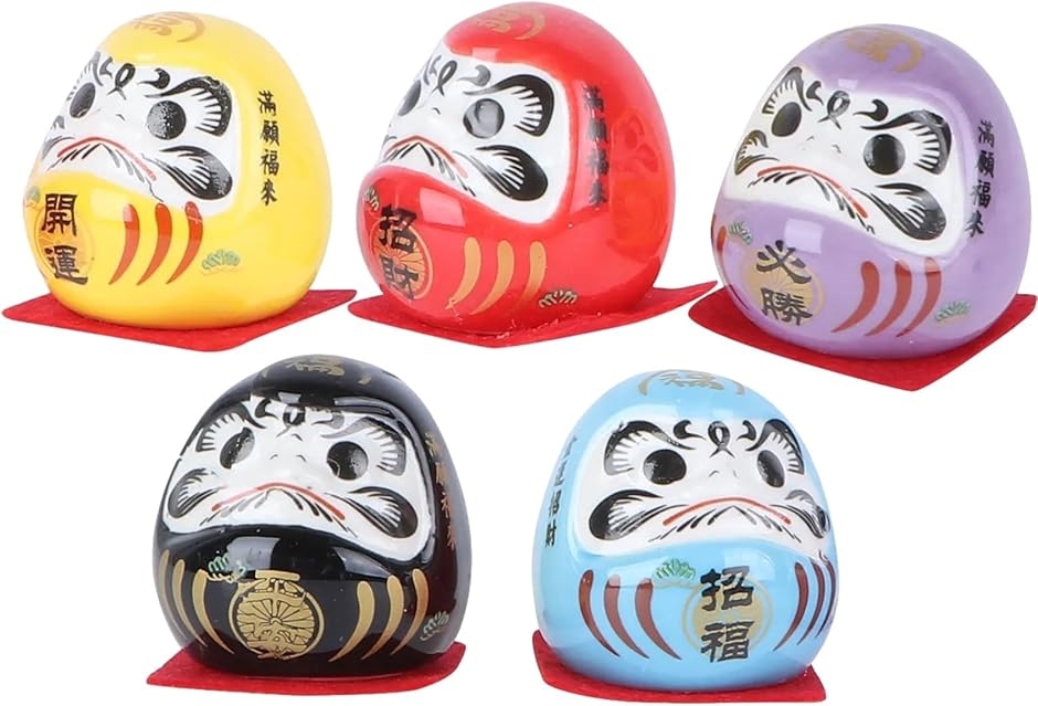 だるま 達磨 置物 ミニ 5個 セラミック 商売繁盛 可愛い 装飾 車内飾り