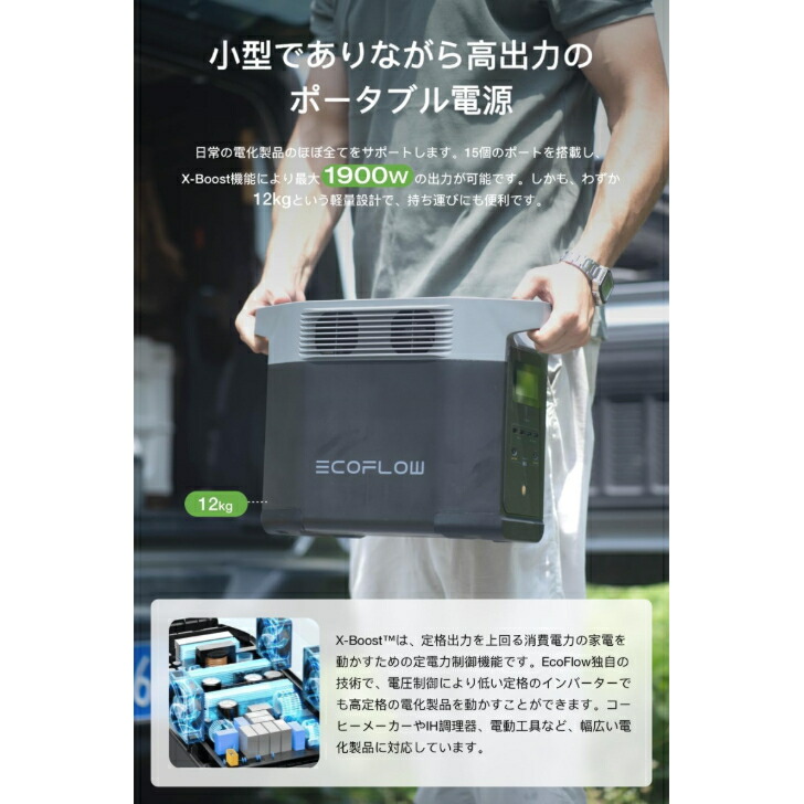 認定整備済製品】EcoFlow DELTA 2 ポータブル電源 1024Wh 大容量モデル