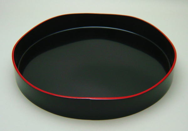 茶道具 茶箱道具 山道盆 木製 真塗 黒 爪紅 ウレタン塗 鳳斎作 真塗り