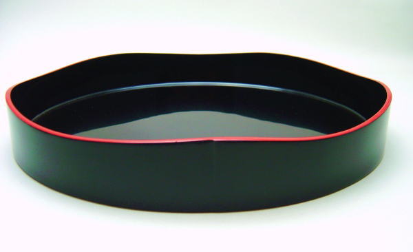 茶道具 茶箱道具 山道盆 真塗り 黒 爪紅 木製漆塗り 木製 漆塗り 漆塗