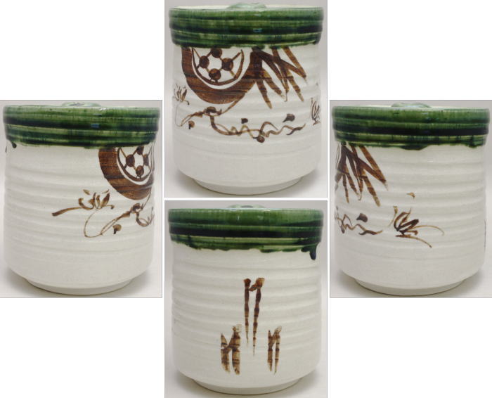 AN62 茶道具 丸卓 織部五陶水差 付 紙箱 茶道具 水指 水差し 黄