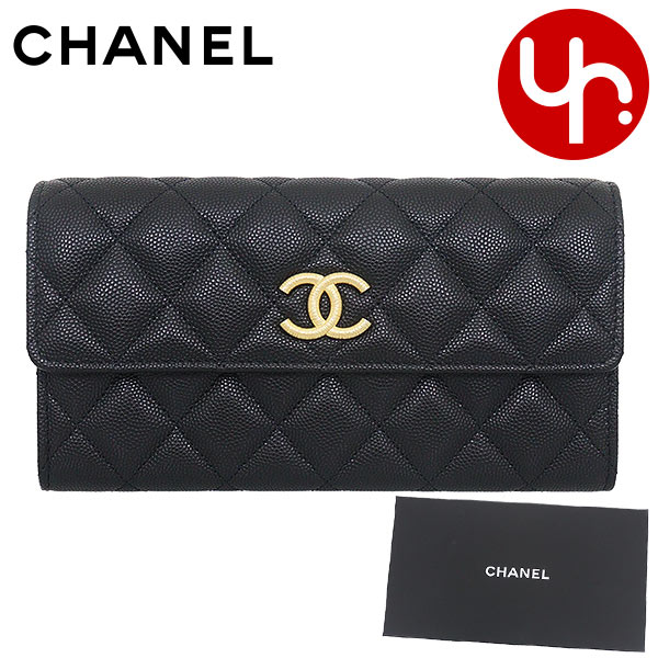 ショップ ✨CHANEL✨ シャネル 長財布 キャビアスキン ブラック 黒