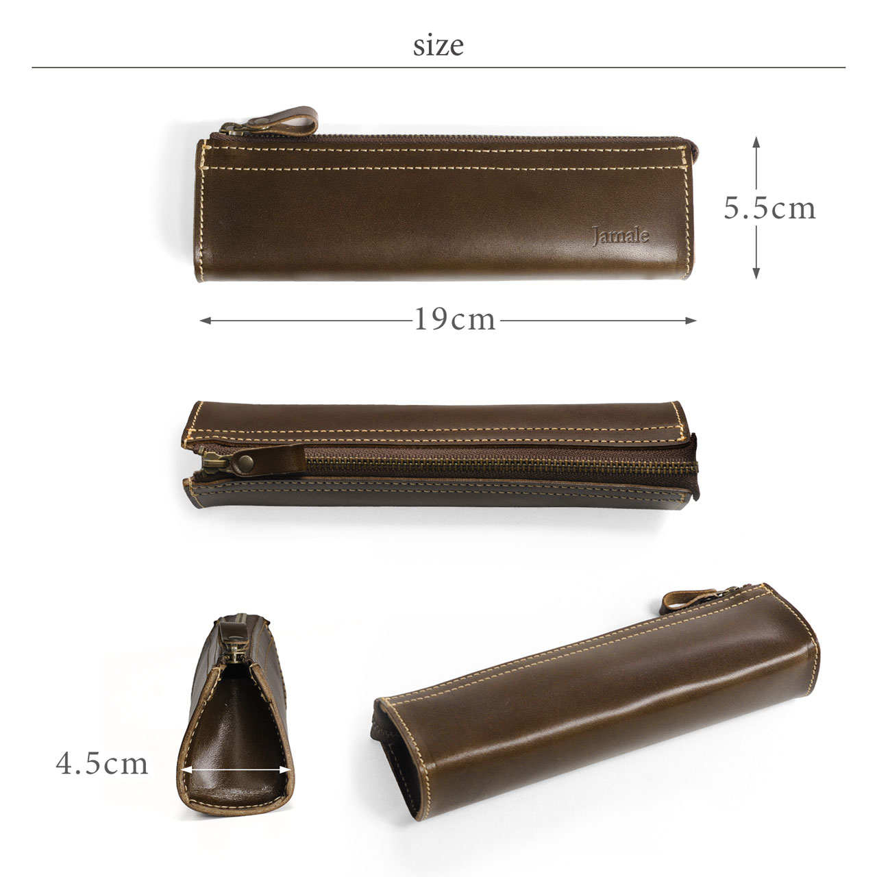 Jamale（ジャマレ） 本革 ペンケース 日本製 栃木レザー メンズ ヌメ革