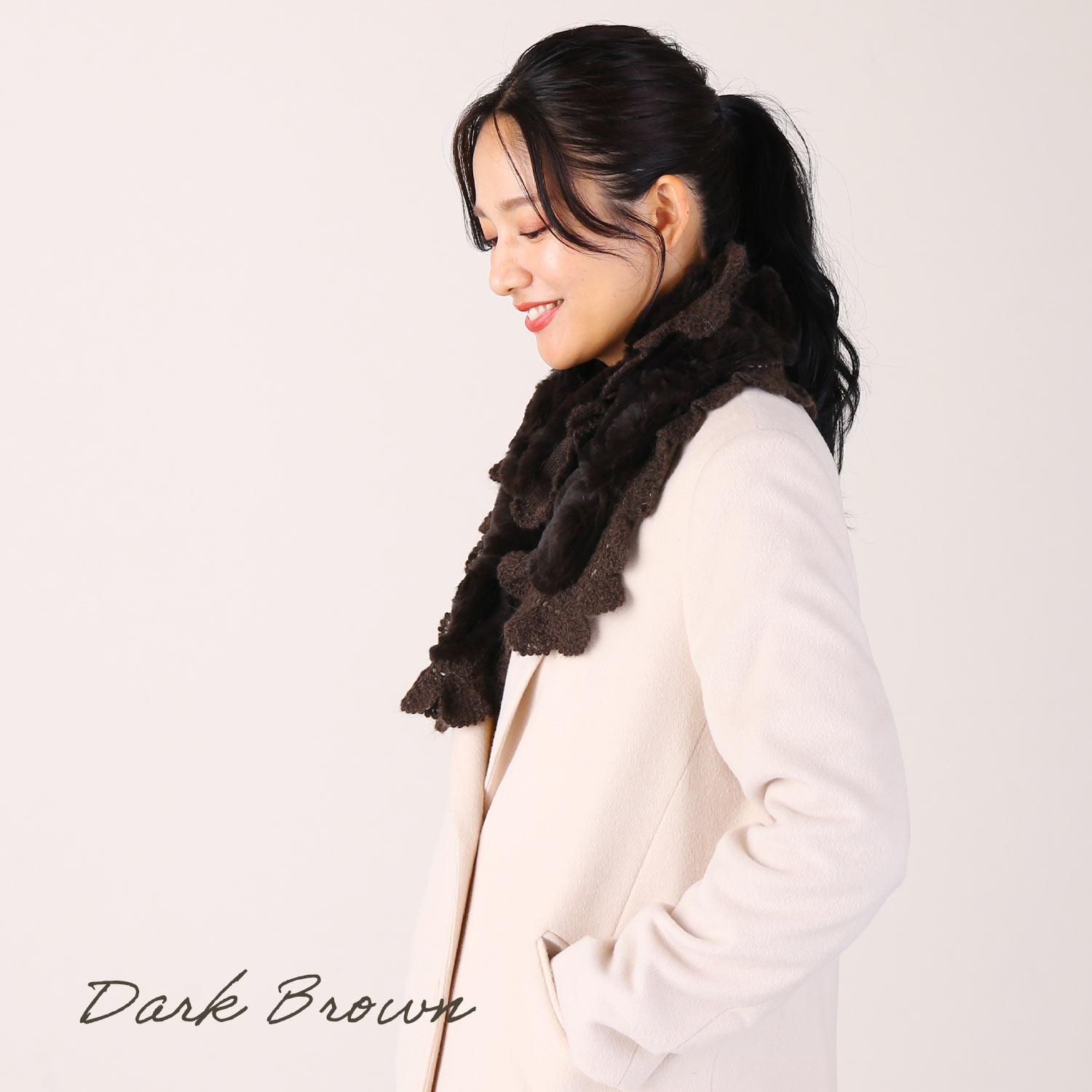 sankyo shokai（三京商会） ラビット ファー編込み フラワーモチーフ