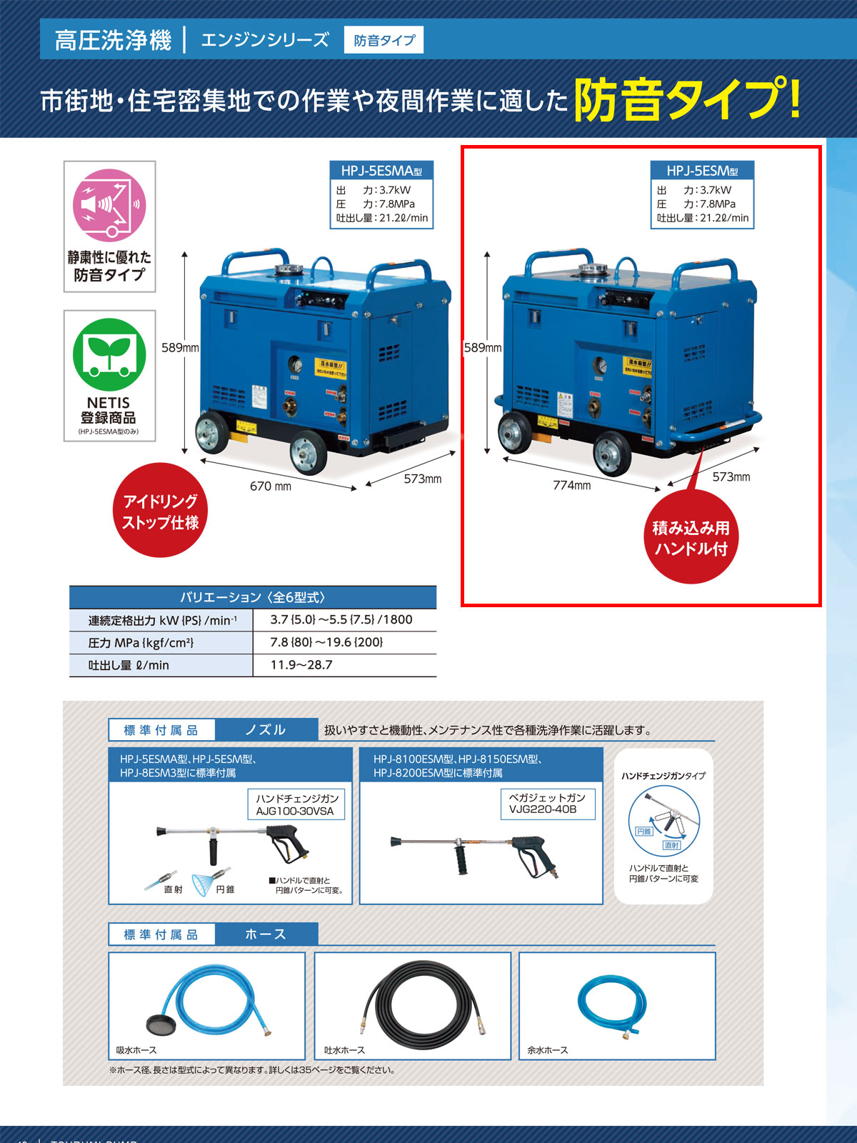 ツルミポンプ 【オススメ】〈ツルミ〉高圧洗浄機 HPJ-5ESM【代引不可