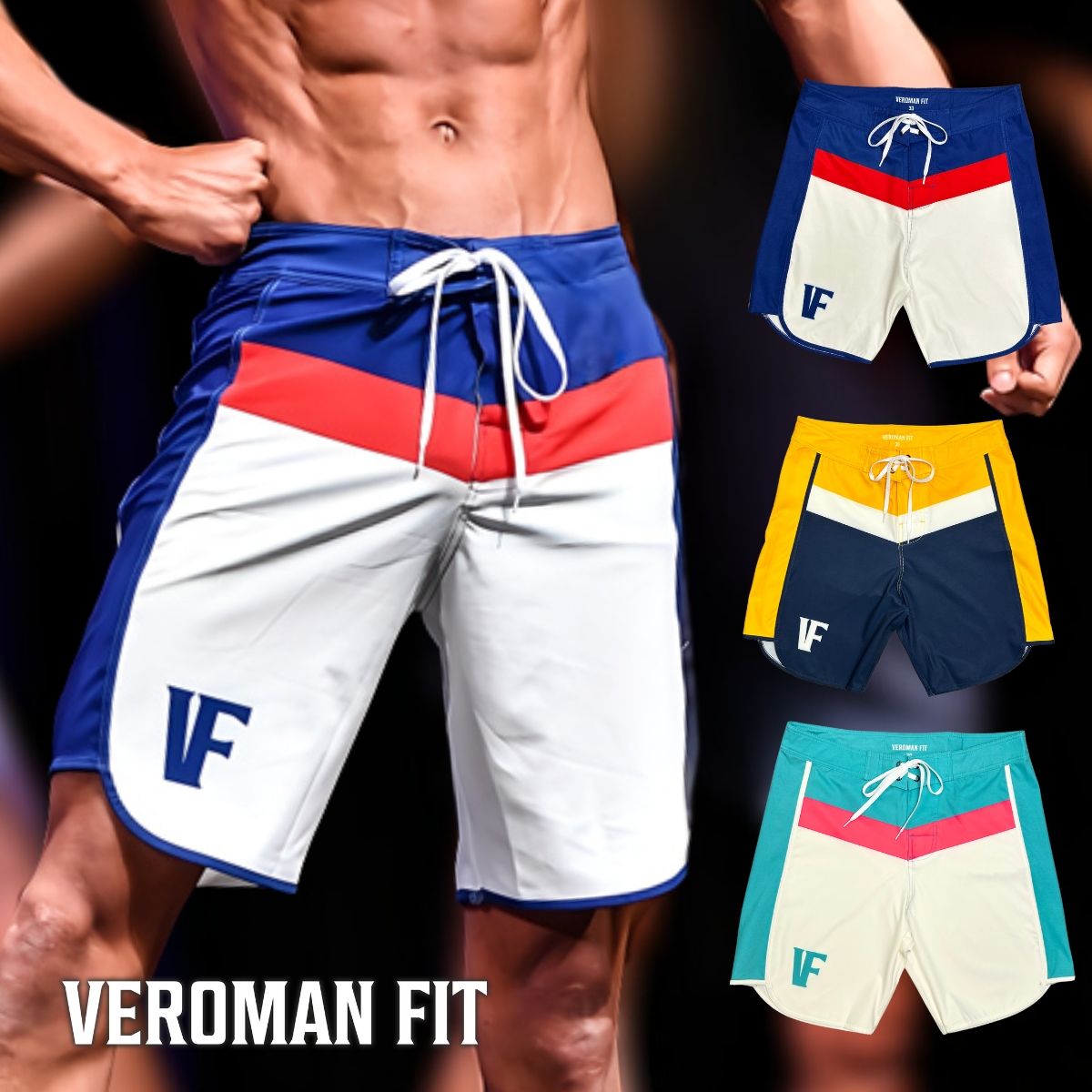 VEATM 光るストライプデザイン 水着 ショートパンツ ビートム サーフ