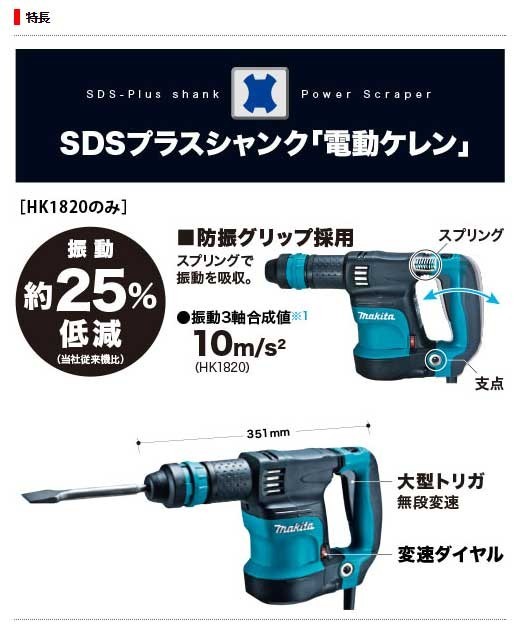 マキタ（makita） 電動ケレン HK1820L ロングハンドルタイプ SDSプラス