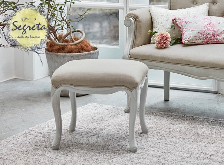 レチェオ】花柄円形スツール アンティーク風 オリジナル 6脚セット