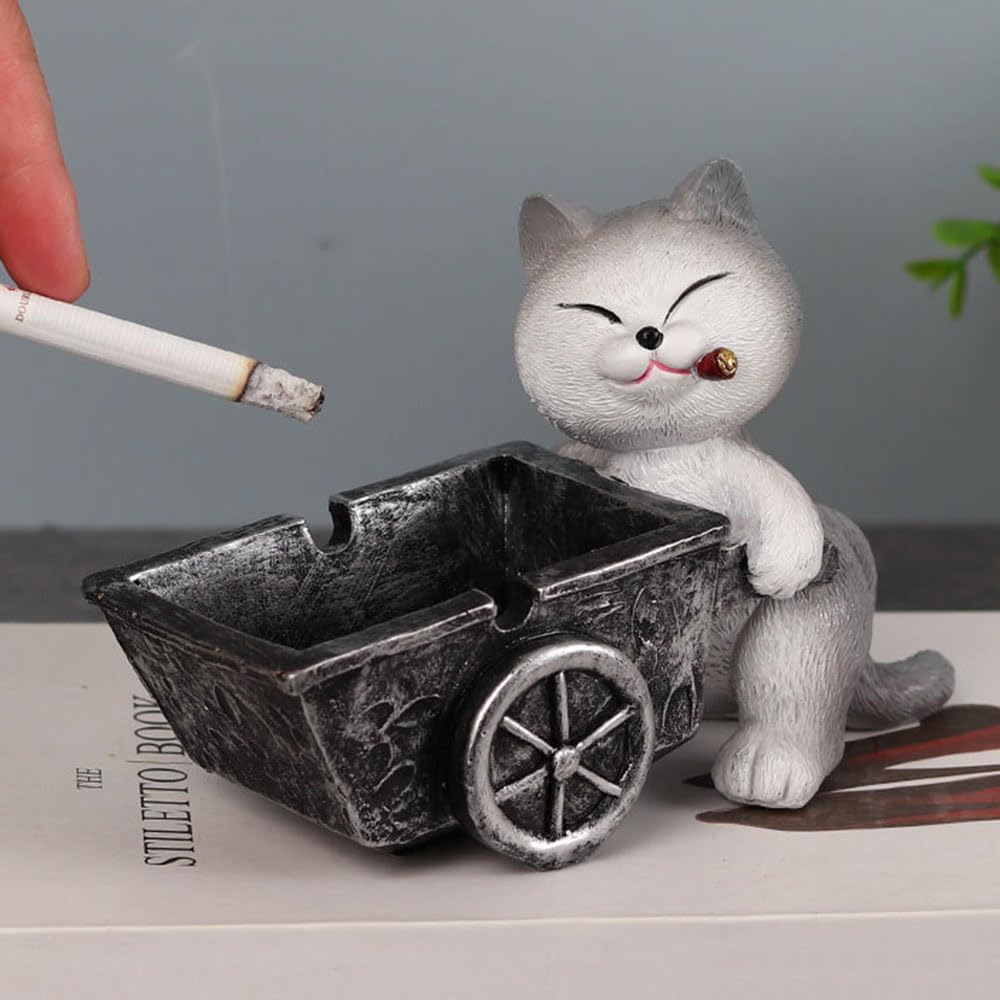 2026年新登場 灰皿】灰皿 可愛い 卓上灰皿 猫 防臭 樹脂製 オフィスの